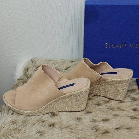 Stuart Weitzman Tan Suede Marabella Wedge Sandals - Picture 3 of 10
